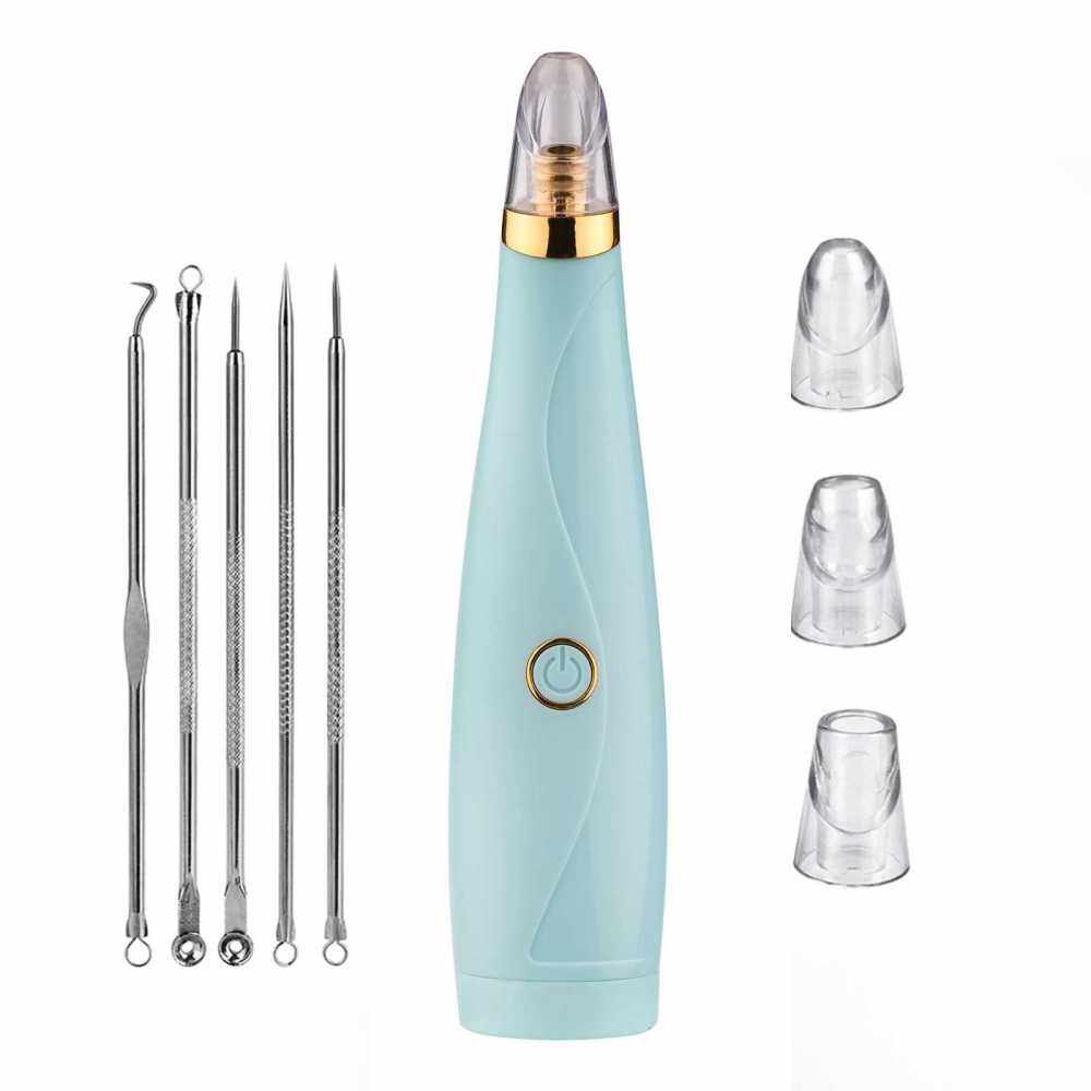 Blackhead Remover Pore Vacuum Pimple Extractor with Curved Blackhead Needle Kit Acne Removal Kit (Blue)