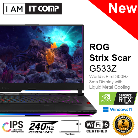 Asus ROG Strix Scar 15 G533Z-XLN034W 15.6" FHD 240Hz 3ms IPS Gaming Laptop ( i9-12900H/32GB/2TB SSD/