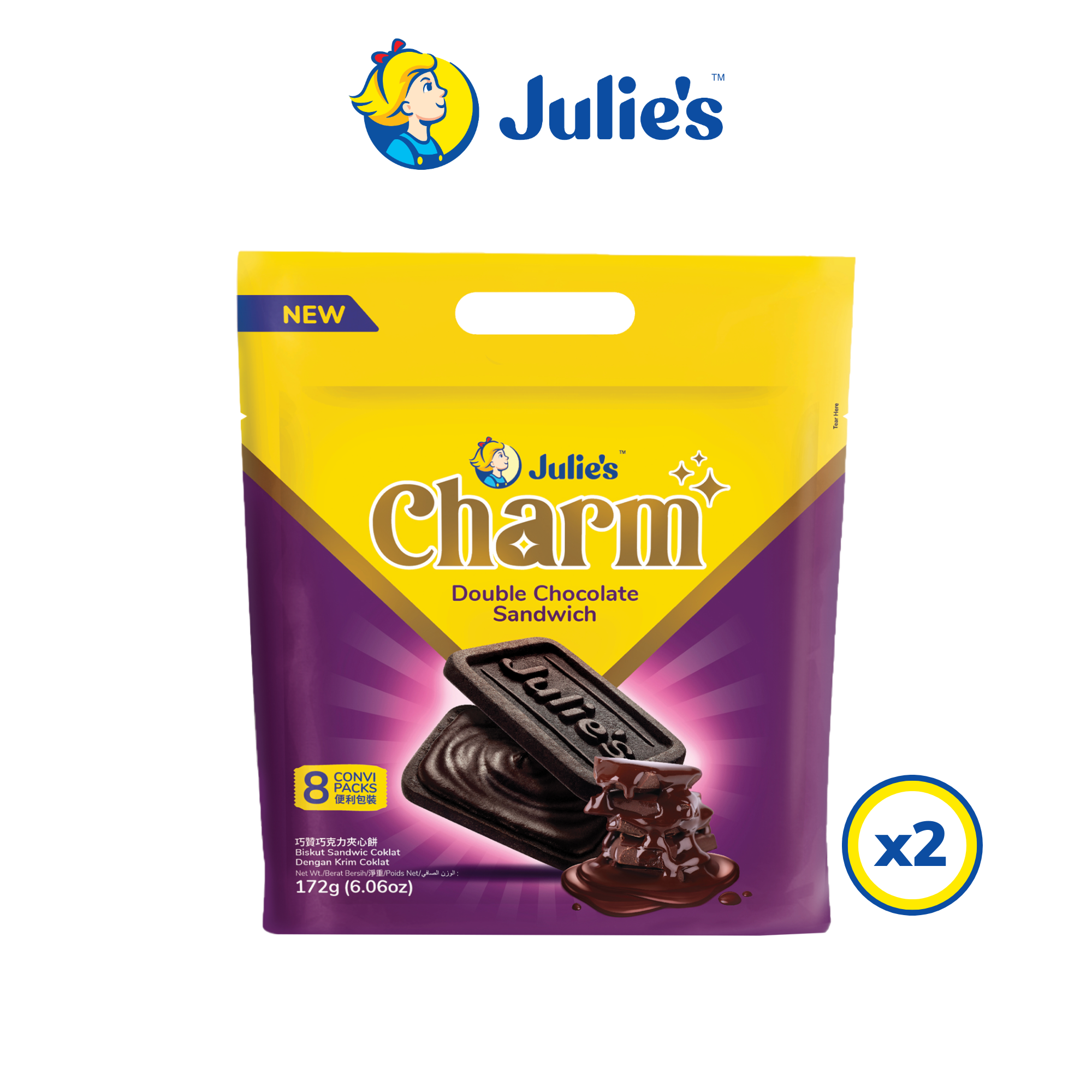 Julie's Charm Double Chocolate Sandwich 172g x 2 packs
