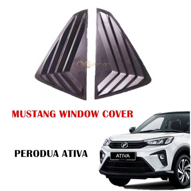 1set 2pc Proton Perodua MUSTANG Black Rear Side Louver Window Cover Triangle Mirror Protector