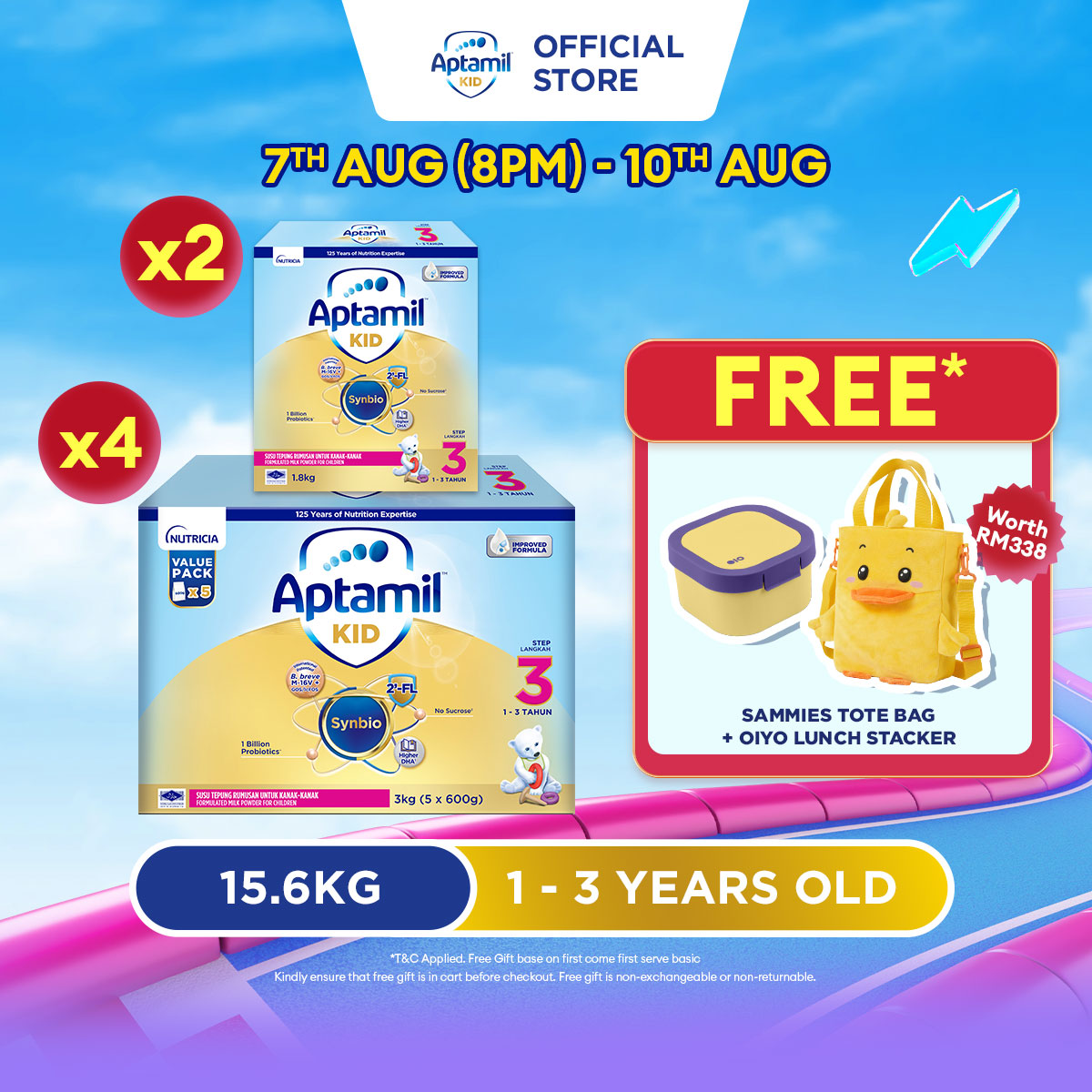 [LAZADA EXCLUSIVE] Aptamil KID Step 3 Growing Up Formula 1 - 3 years 15.6 KG (Susu Milk Powder 奶粉)