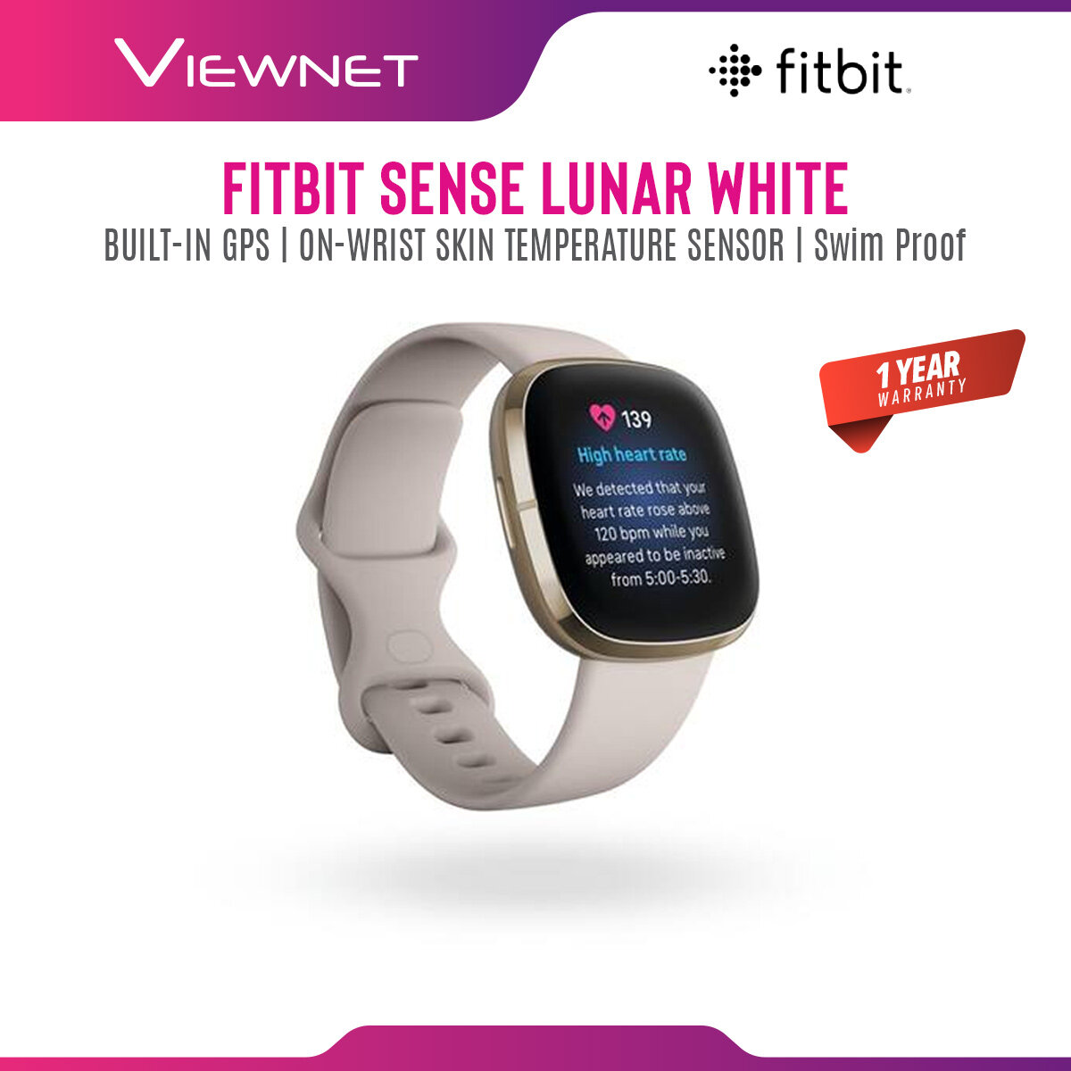 FITBIT SENSE Advance Health Smartwatch and Fitness trackers with GPS & Built-in Microphone, 1 year warranty