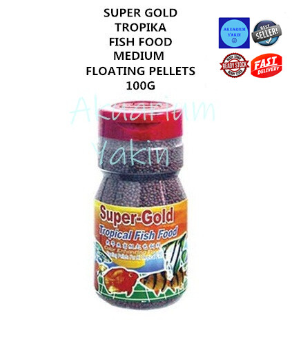 4077 SUPER GOLD TROPIKA FISH FOOD FLOATING PELLETS 100G SIZE M