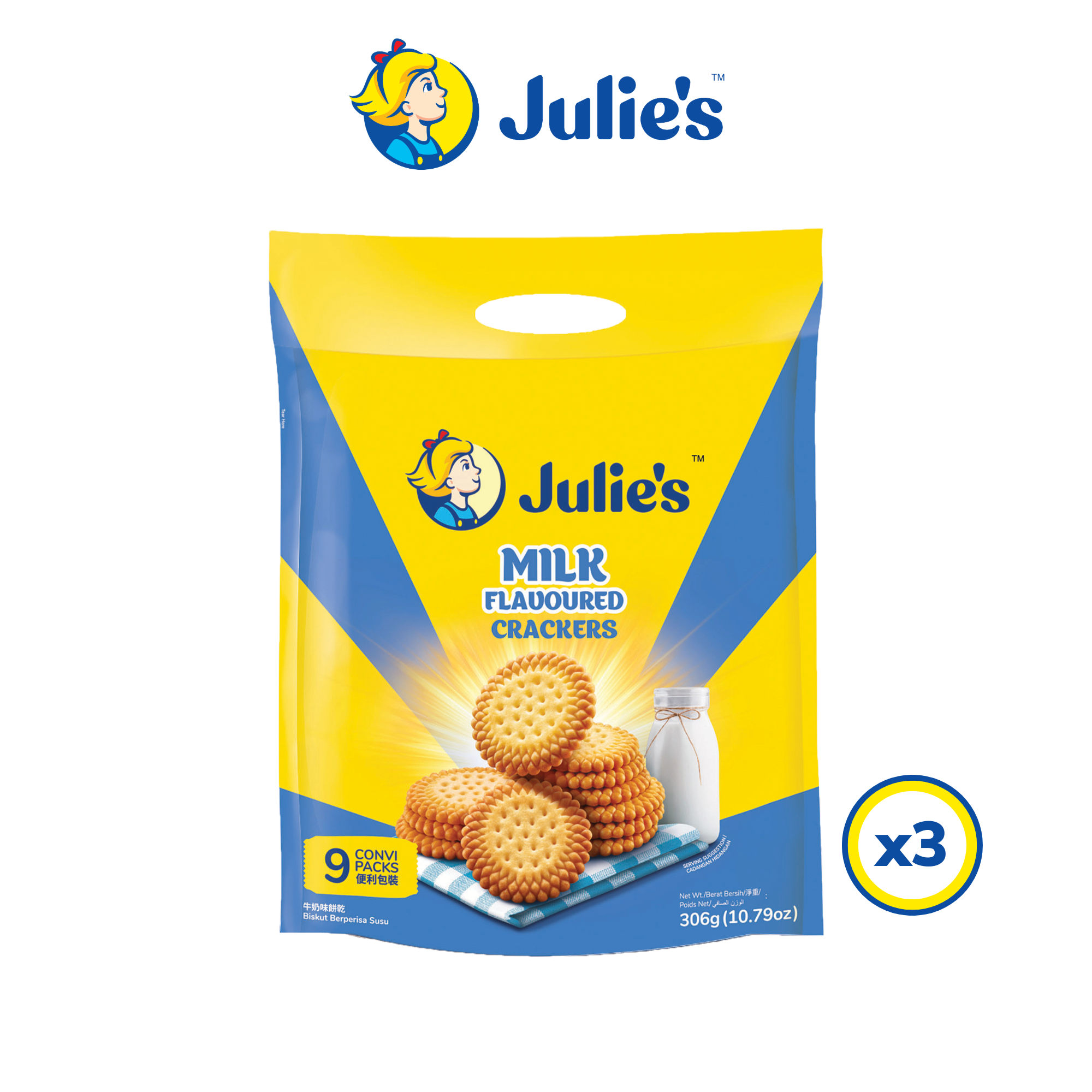 Julie's Milk Crackers 306g x 3 packs