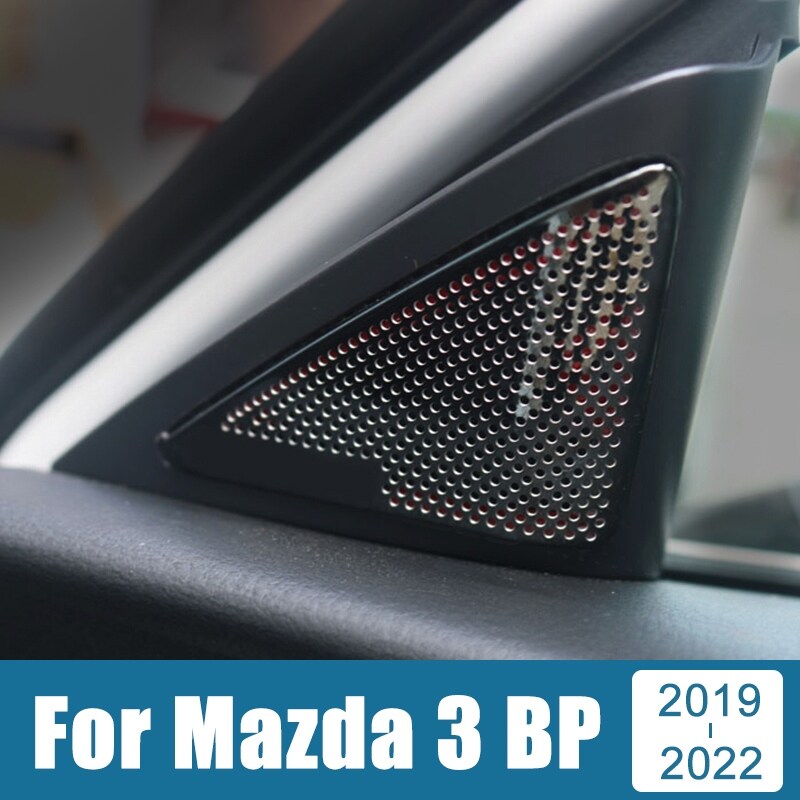 #Cloth the whole world# For Mazda 3 BP 2019 2020 2021 2022 Alexa Stainless Car Window Triangle A Colum Speaker Sound Cover Trim Stickers Accessories