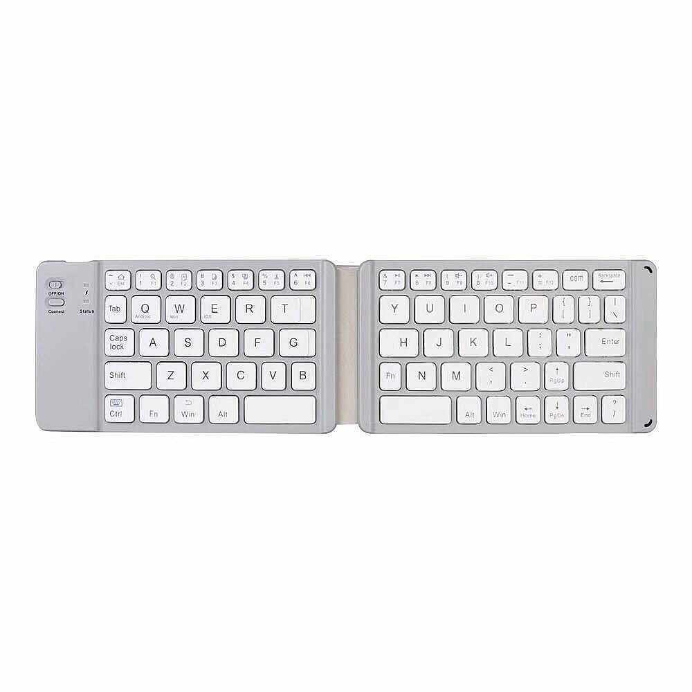 Folding Pocket-size BT Keyboard Scissor Switch Keyboard Compatible with iOS/Android/Windows Laptops Tablets Cellphones White (White)