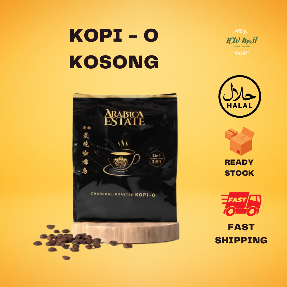 Arabica Estate Kopi O Kosong Charcoal Roasted Coffee - No Sugar / Premium Instant Coffee / Malaysia Roasted / 20 sachets x 13g / Halal Certified
