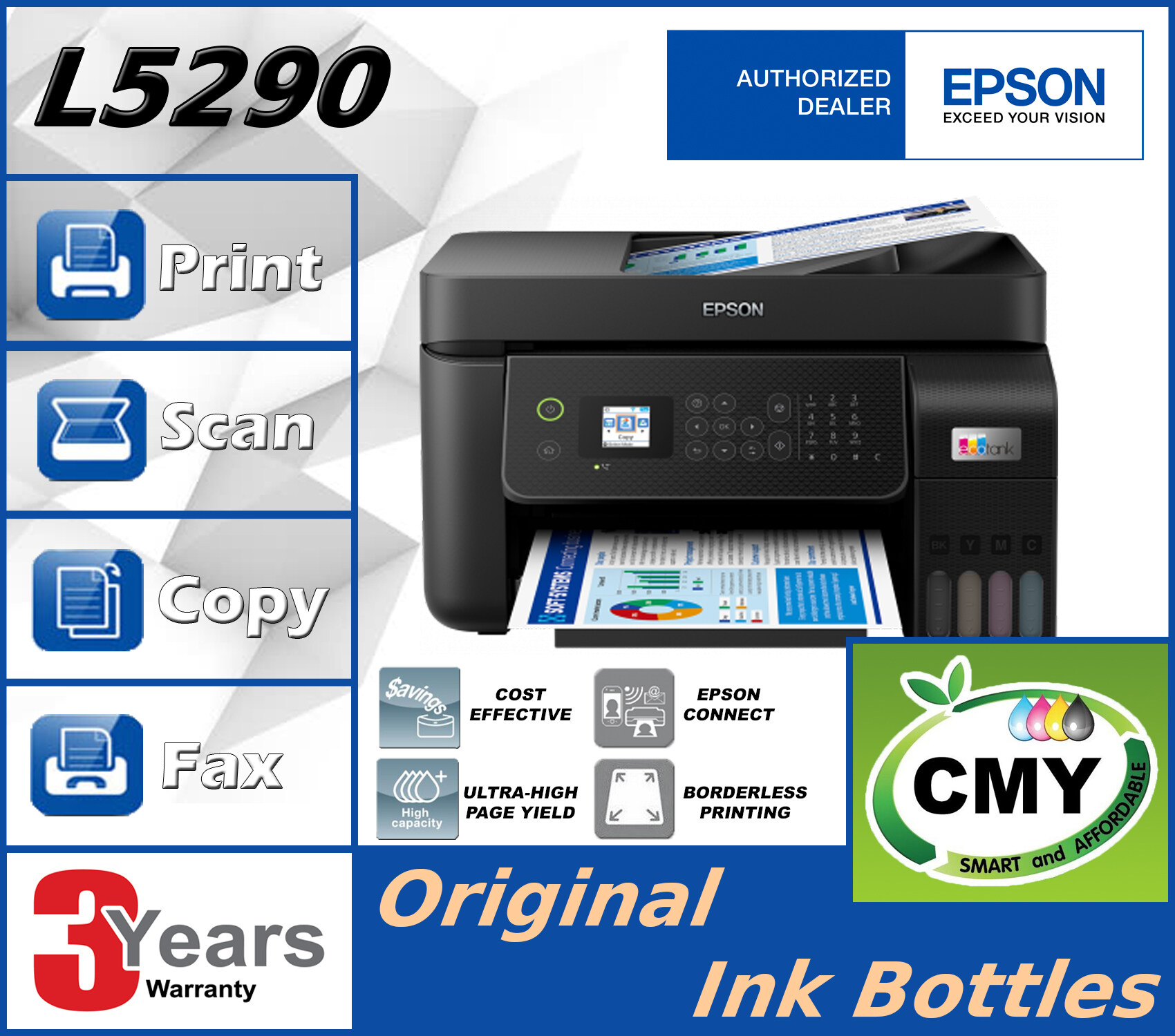 (optional) Epson L5190   Epson L5290 Wifi Aio Ink Tank Printer With Adf 