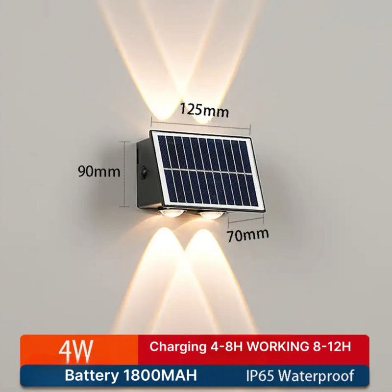 Solar Wall Light Up and Down Strong Brightness Outdoor Waterproof Landscape for Garden Porch Balcony Villa Decoration