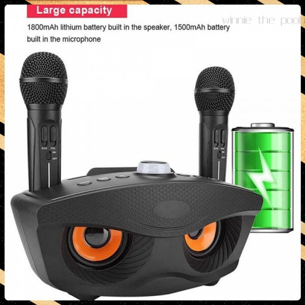 [ Crazy Sale ] Karaoke Speaker Dual Wireless Microphone Bluetooth Speaker with Wireless Mic Speaker Wireless Stereo SD306 Speaker Set