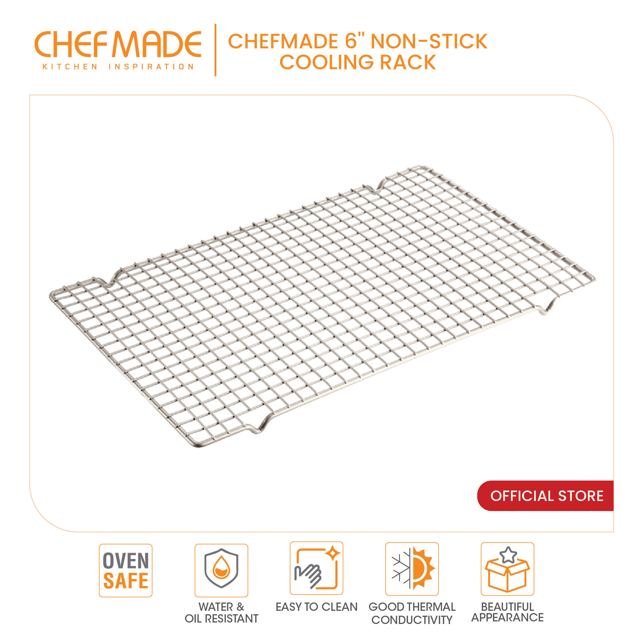 [OASIS SWISS] CHEFMADE 16'' NON-STICK COOLING RACK - WK3004