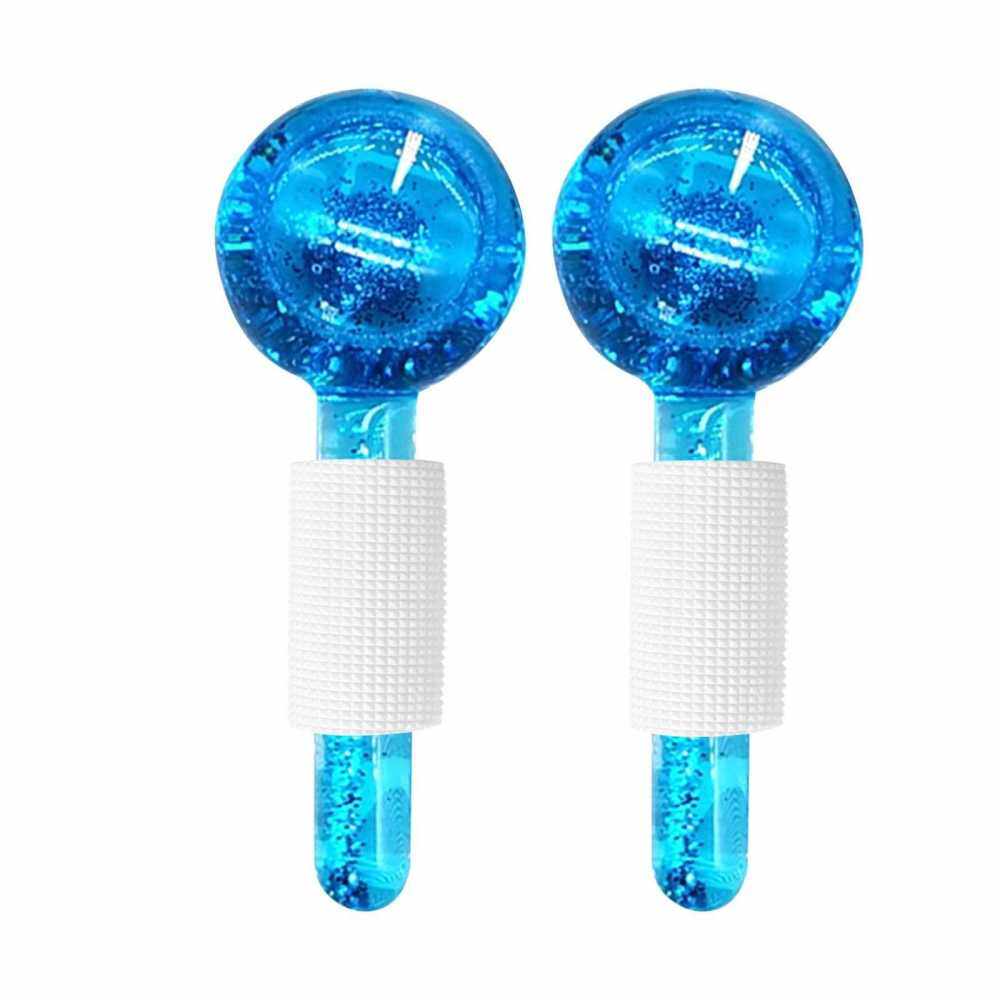 2PCS Ice Roller Globes Facial Roller Cold Hot Skin Massager Crystal Glass Ball for Redness Soothing Face Wrinkle Remover Beauty Care Tool (Blue)