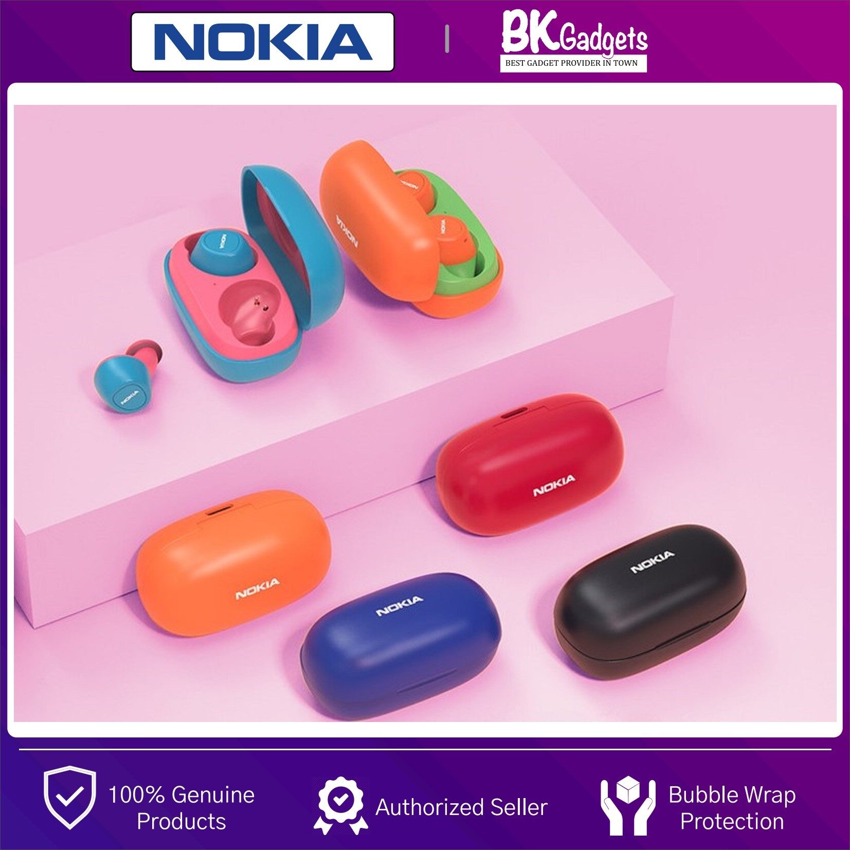 NOKIA Essential E3100 True Wireless Stereo Earphones with Case - Voice Control on Demand | Bluetooth 5.0 | 10H Play Time