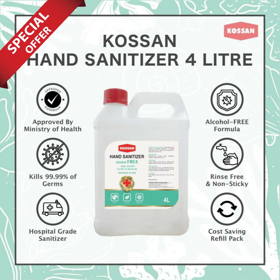 [ReadyStock] Kossan Hand Sanitiser Alcohol FREE  (4L)