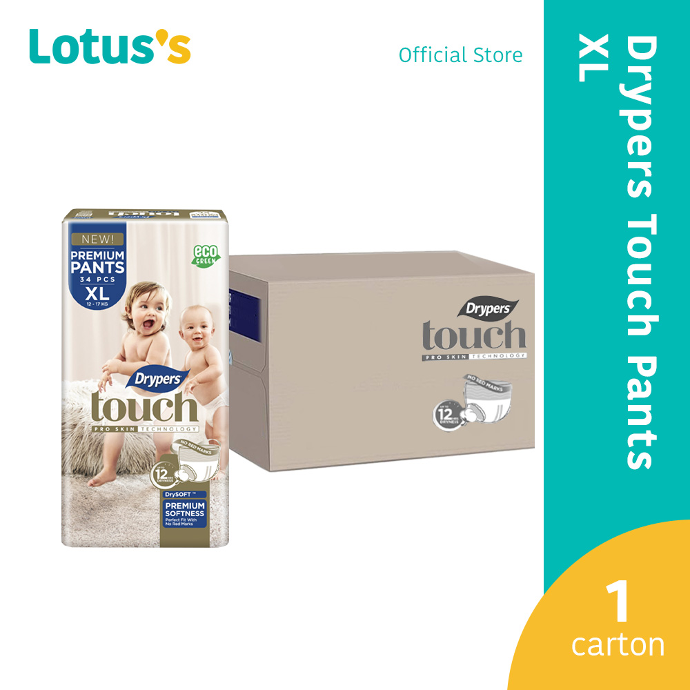 Drypers Touch Pants Diapers XL (34 Pcs x 4 Packs)(1 Carton)