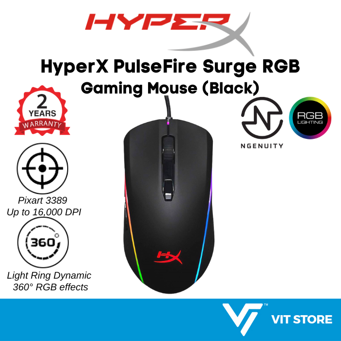 HyperX Up (Pixart RGB Lightweight Mouse Gaming PGMall sensor 16,000 | DPI, Wired 6-button, Pulsefire 3389 to 2Y) Surge