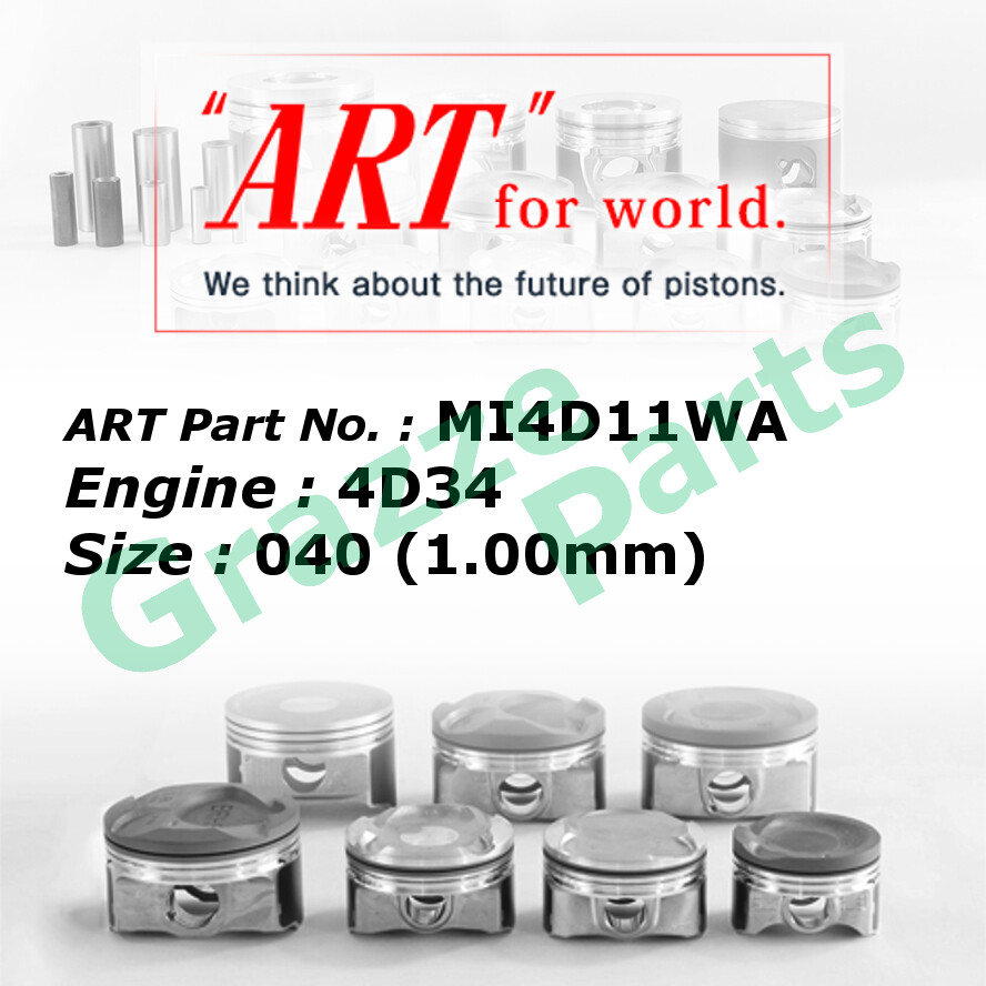 ART Piston Set (Alfin) MI4D11WA 040 (1.00mm) Mitsubishi Canter 3.9 4D34 (34mm Pin) - No Oil Jet 54mm