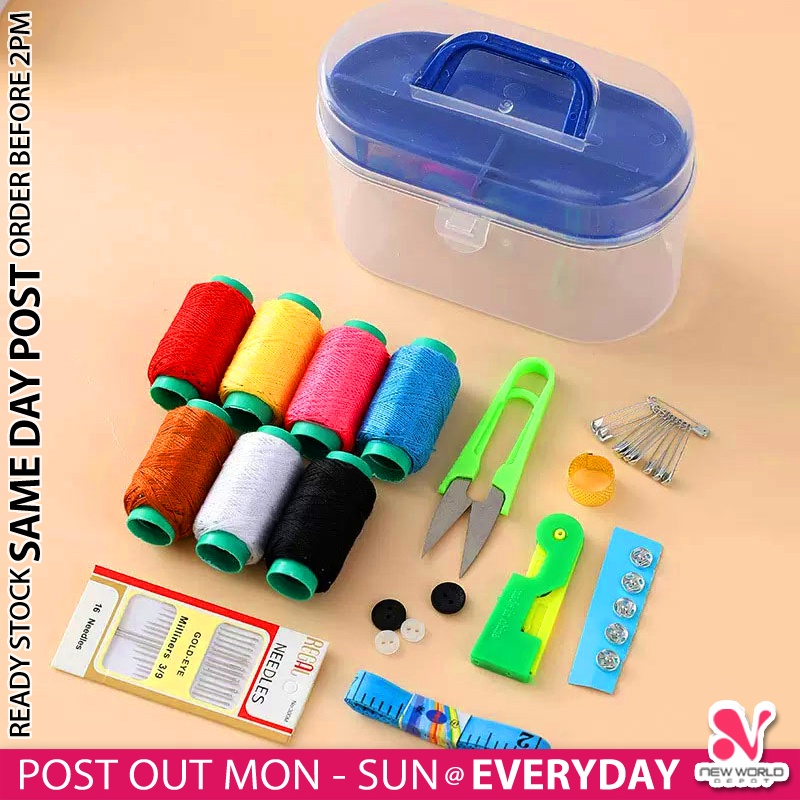 《 𝗔𝗟𝗟 𝗜𝗡 𝗢𝗡𝗘 》 Multifunctional Sewing Set Tool Portable Handheld Needle Thread Scissor Storage Box Set Alat Jahit 针线盒