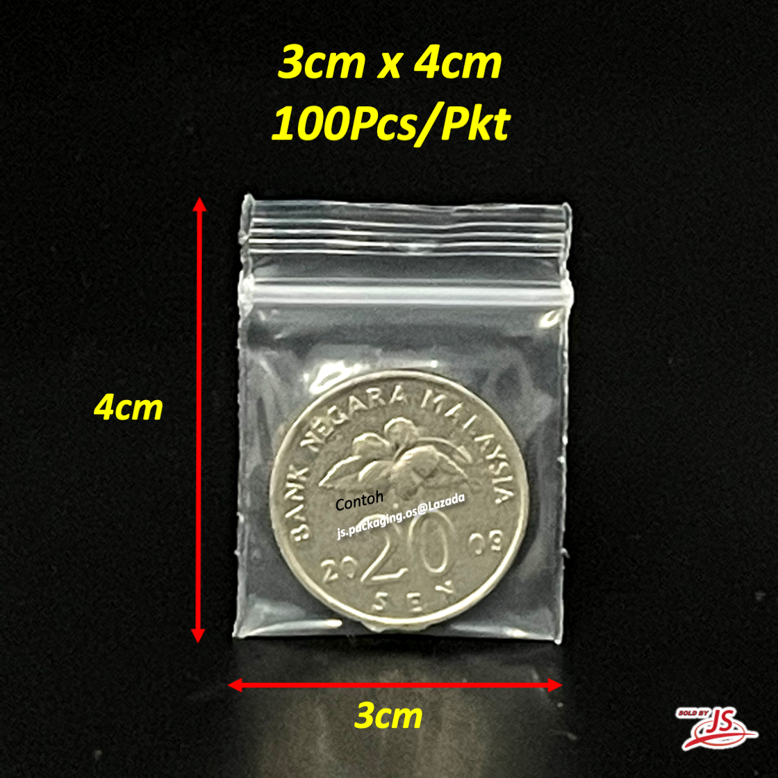 (SUPER SMALL) PE Plastic Zipper Bag / Transparent Packaging Plastic Bag with Sealable Zipper / Zip Lock Bag RED/BLUE 100pcs/PKT
