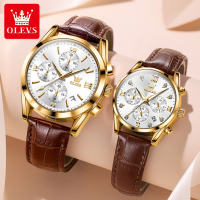 OLEVS Chronograph Couple Watch  Buy 1Take 1 Water proof Original Import Sapphire Mirror Glass Multifunction  Luminous Calendar Casual Watch Gift For Lovers