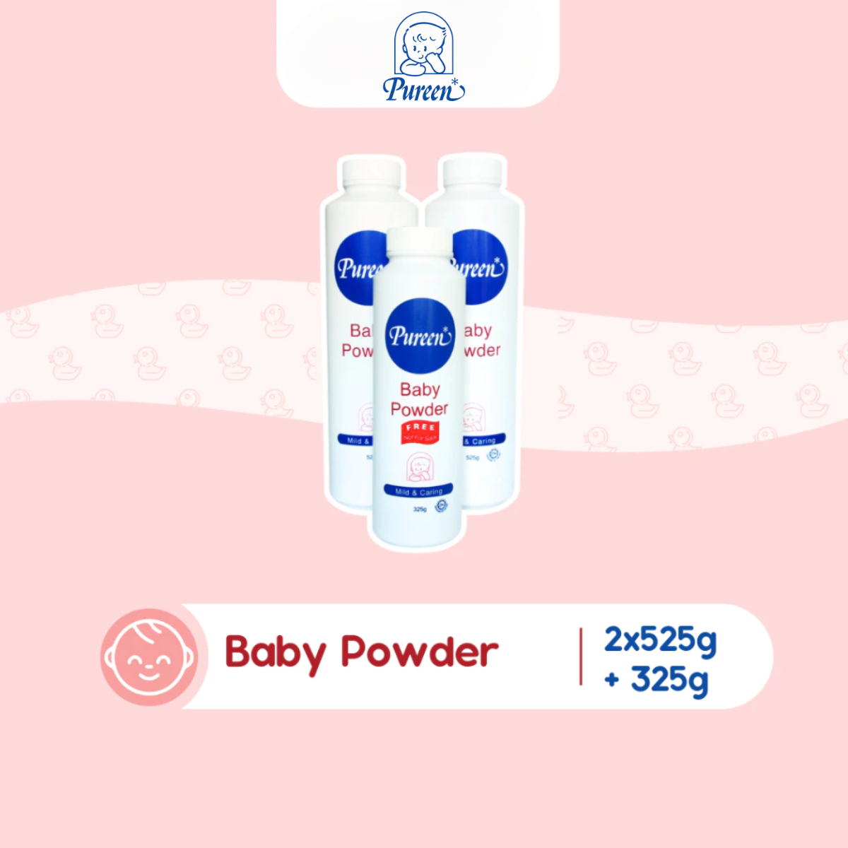 PUREEN BABY POWDER MILD & CARING 525G X2 + 325G