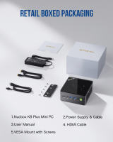 GMKtec K8 Plus MINI PC AMD Ryzen 7 8845HS Radeon 780M 2*DDR5 5600MHz PCIe4.0 M.2*2 Four Screen Display Oculink USB4 2.5G LAN