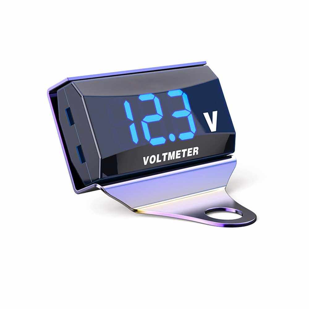 Motorcycle DC 10-150V Digital Voltmeter LED Display Waterproof Voltage Tester Battery Moniter Gauge with Bracket (Silver)