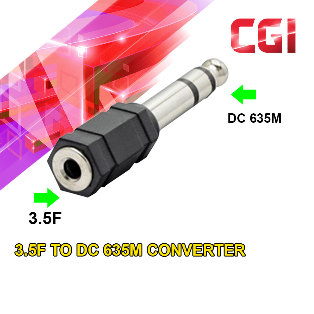 3.5mm Female Plug Connector Convertor to Audio 6.35mm Male Jack Stereo