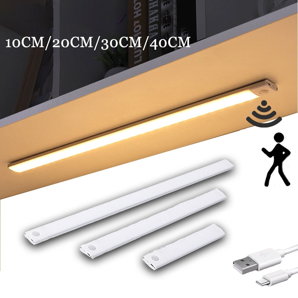 [Yueguan light-decoration] 3color 10CM/20CM/30CM/40CM Night Light Motion Sensor Smart LED Night Lamp Wireless USB Cabinet Bedroom Wardrobe Indoor Lighting