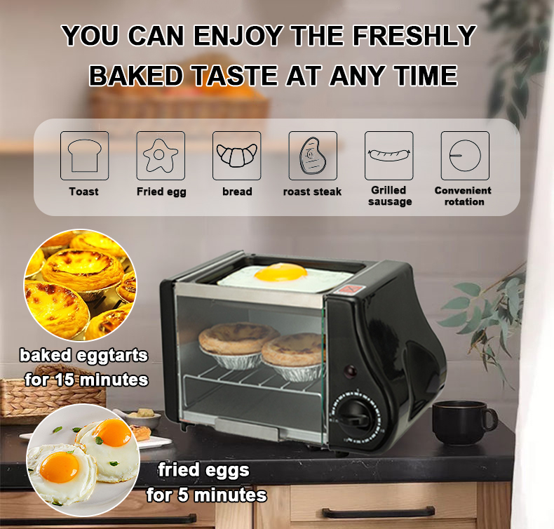 Lò nướng điện mini máy nướng bánh mì máy nướng bánh mì chảo rán trứng chiên bít tết máy làm bữa sáng hẹn giờ