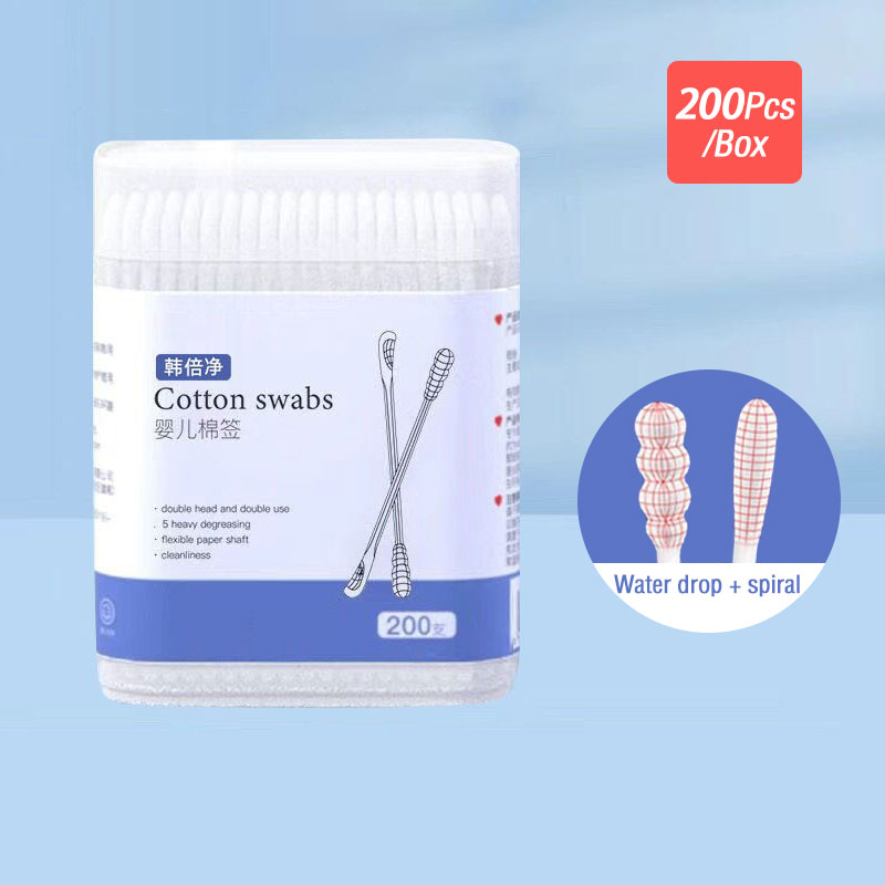 200 Pcs Double Screw Cotton Swab Baby Safety Cotton Buds Baby Clean Ears Health Tampons Paper Sticks Sapu Kapas Telinga Hidung Baby Phoebe Vcool Kapas Telinga Hidung 婴儿小孩双头棉花棒挖耳