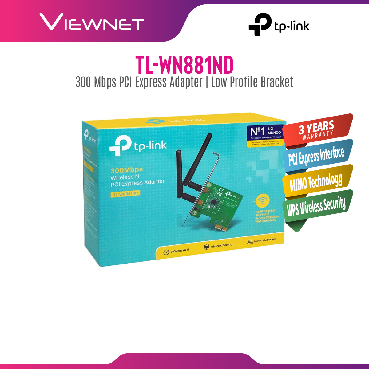 TP-Link TL-WN881ND PCI-E N300 Wifi Adapter