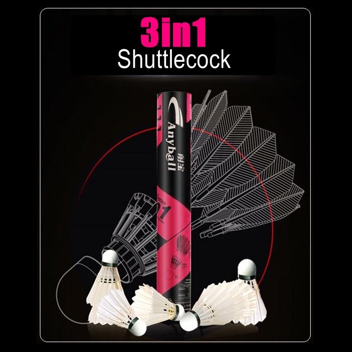(Ready Stock) Super Durable 3 In 1 Anyball Badminton Feather Shuttlecock (12PCS)