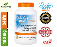 [Ready Stock] Doctors Best High Absorption Magnesium Lysinate Glycinate 100mg 120 / 240 Tablets