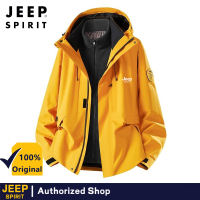 JEEP SPIRIT waterproof and windproof hiking jacket mens and womens outdoor hiking clothes autumn and winter three in one design jacket for men
