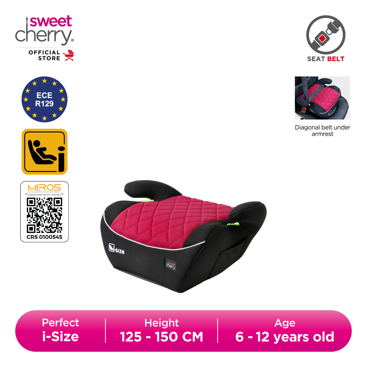 Sweet Cherry Perfect Backless Booster Car Seat Starlift i-Size Booster Seat with ECE R129 (YB807A)
