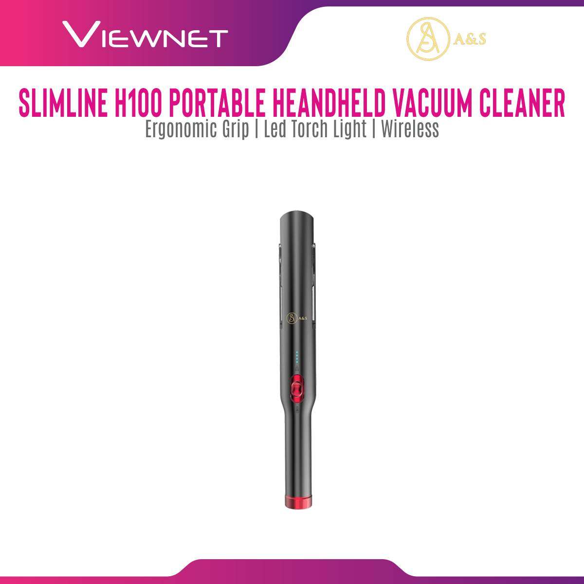 A&S H100 Slimeline Handheld Portable Vacuum Cleaner with Led Torch Light , Ergonomic Grip