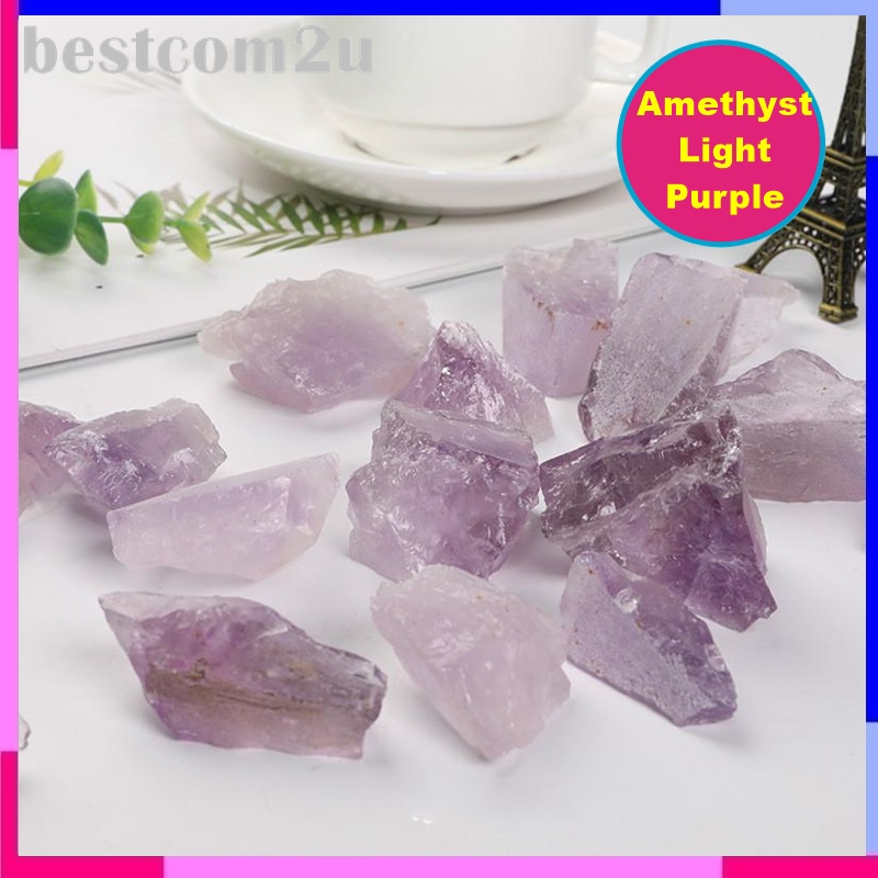 QINDERS 浅紫晶原石 消磁 香薰扩香石 Natural Amethyst Light Purple Crystal Stone 100g