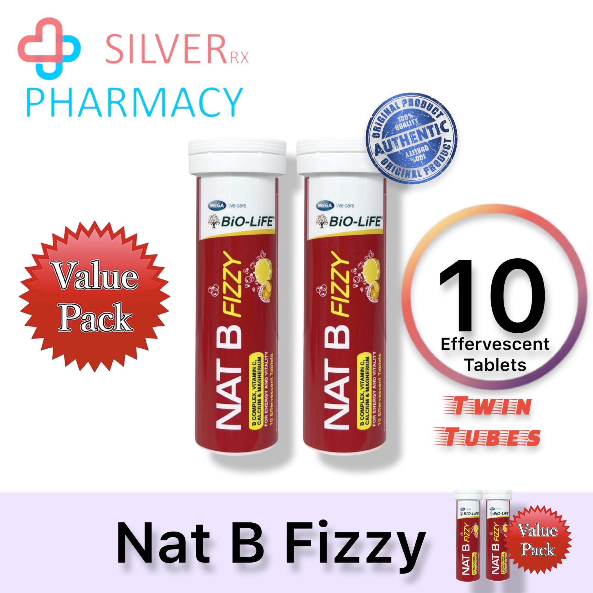 CLEARANCE [Exp 21/10/2023] Bio-Life Nat B Fizzy Orange Flavour Effervescent Tablets 10's [Single/Twin]