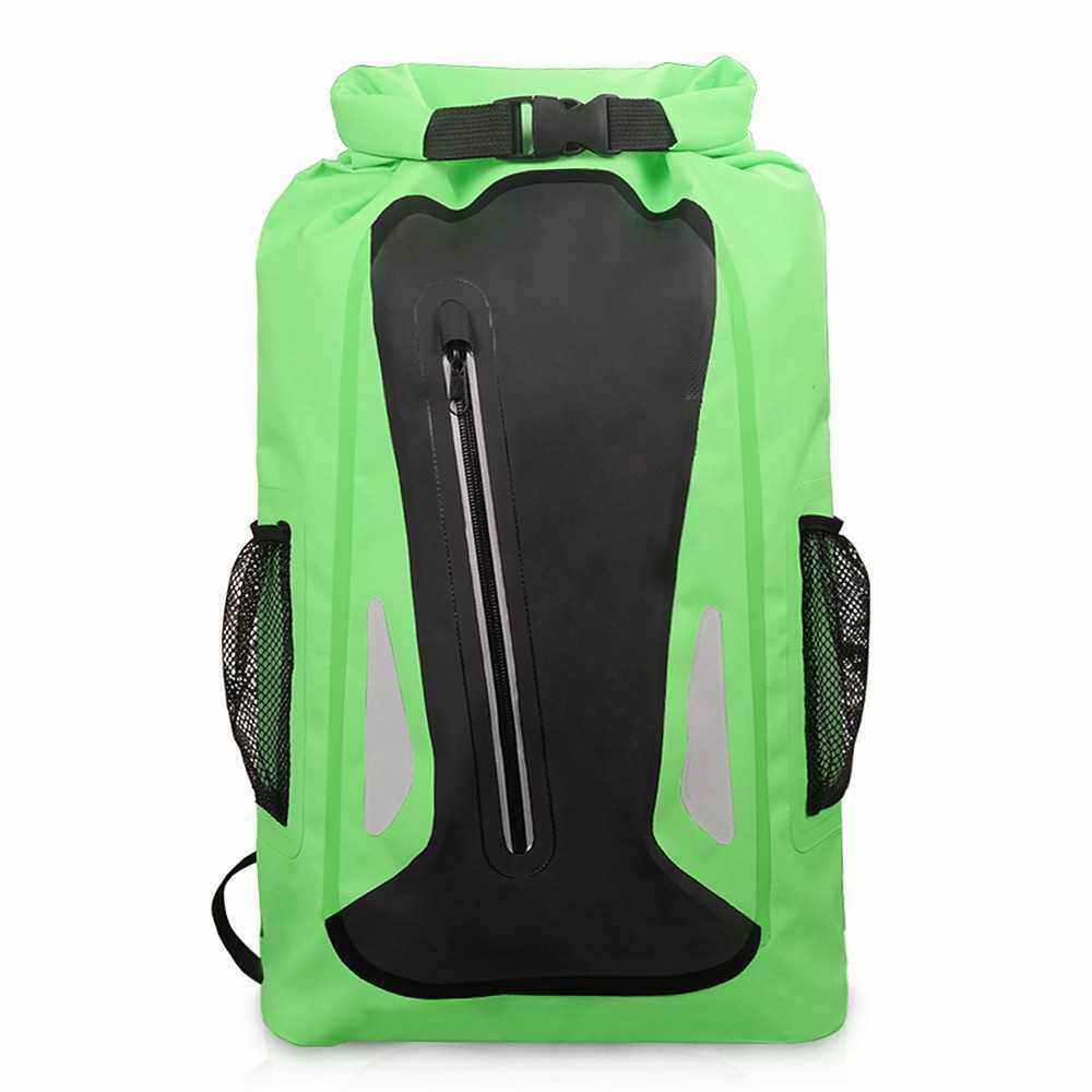 Outdoor Waterproof Dry Bag 25L Reflective Dry Sack Roll Top Dry Sack Lightweight Camping Gear Bag Mountaineering Bag Sport Backpack Women Men For Camping Hiking Cycling Sport Bag (Green)