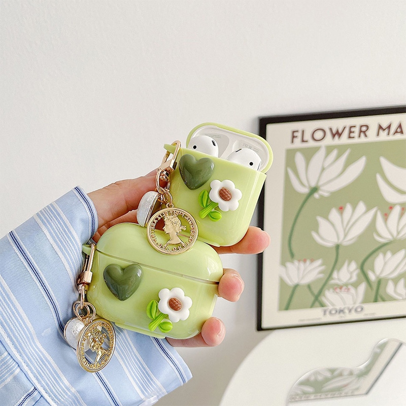 [Hot MMNXHSWF 557] Cute Fresh Flower Case for AirPods 1 2 Pro 3rd Generation Case with Keychain Wireless Earphone Case Accessories Cover Box
