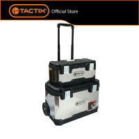 TACTIX Plastic & Stainless Steel Rolling Tool Box Storage Organizer Set With Wheels 321133 – Top & Bottom Toolbox