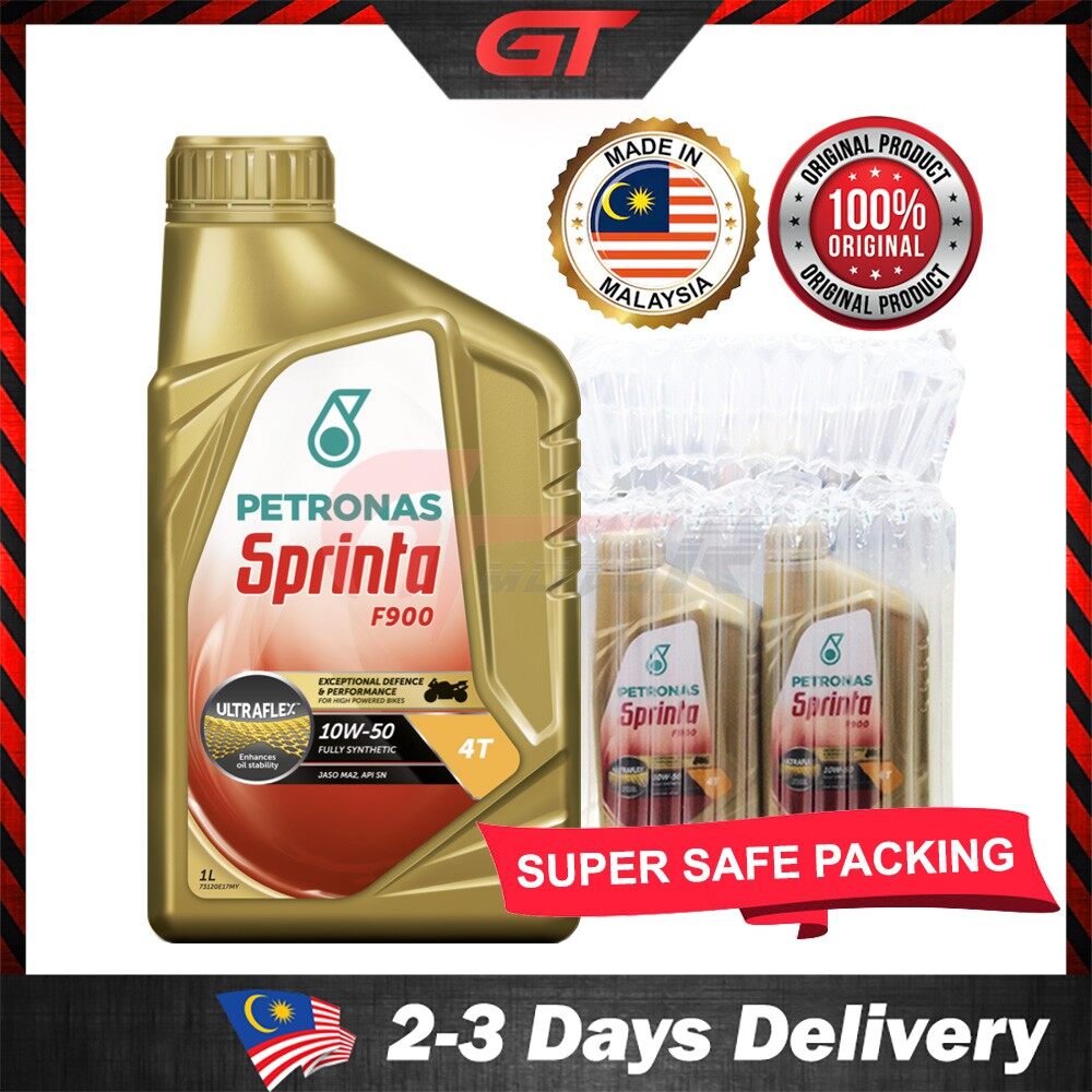 GTmotor 100% Local Original Sprinta F900 10W‑50 Fully Synthetic F700 4T Motor Engine Oil Minyak Hitam (1L) Ship From Malaysia