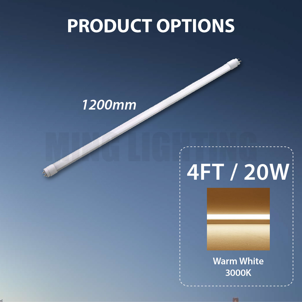 LED T8 Lampu Kalimantang 4FT 20W Ceiling Wall Lights Casing Light Tube Home Lighting Panjang Siling Dinding Save Energy