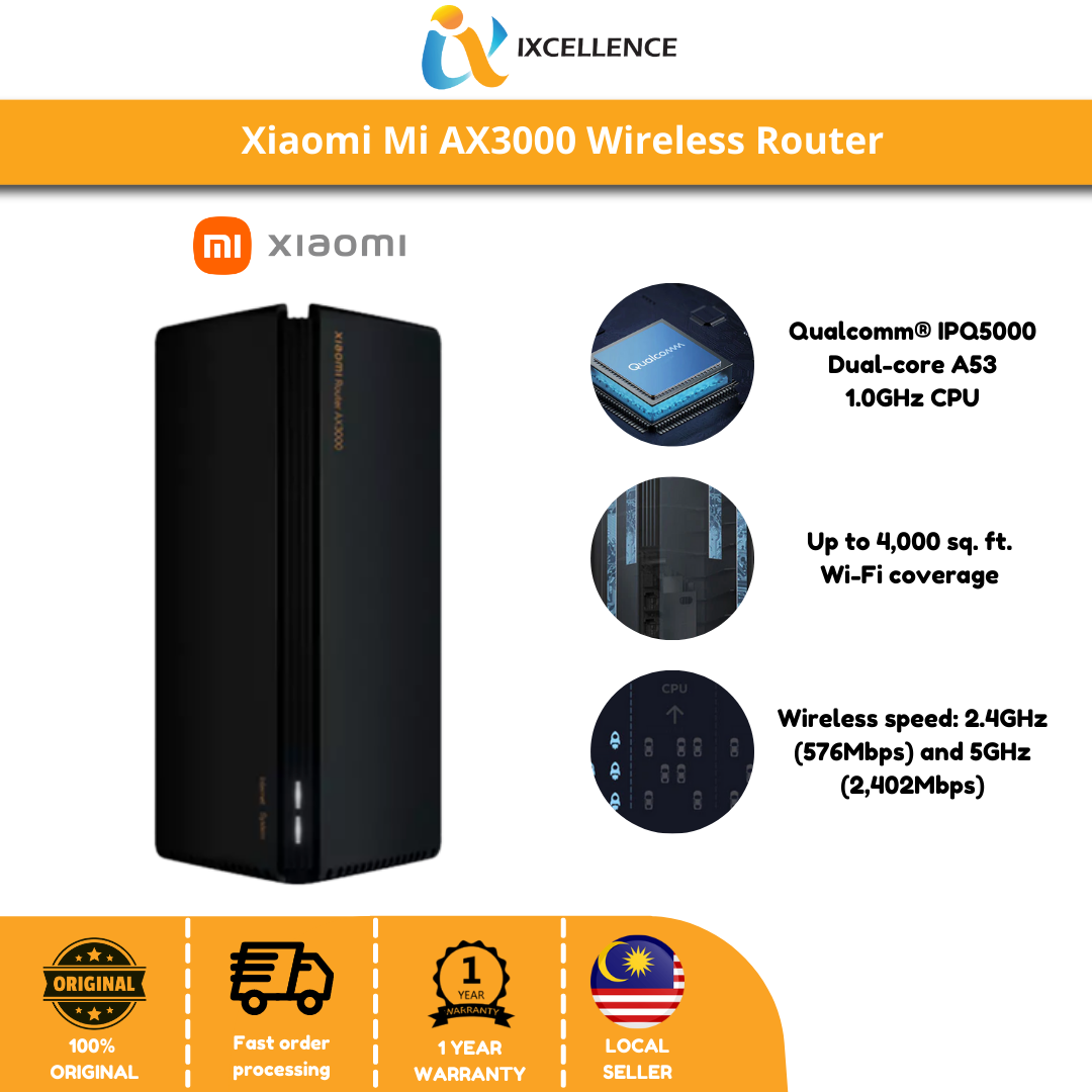 [IX] Xiaomi Mesh System AX3000 Xiaomi Router WiFi 6 Stable Ultra High Speed - Works with Unifi / Time / Maxis