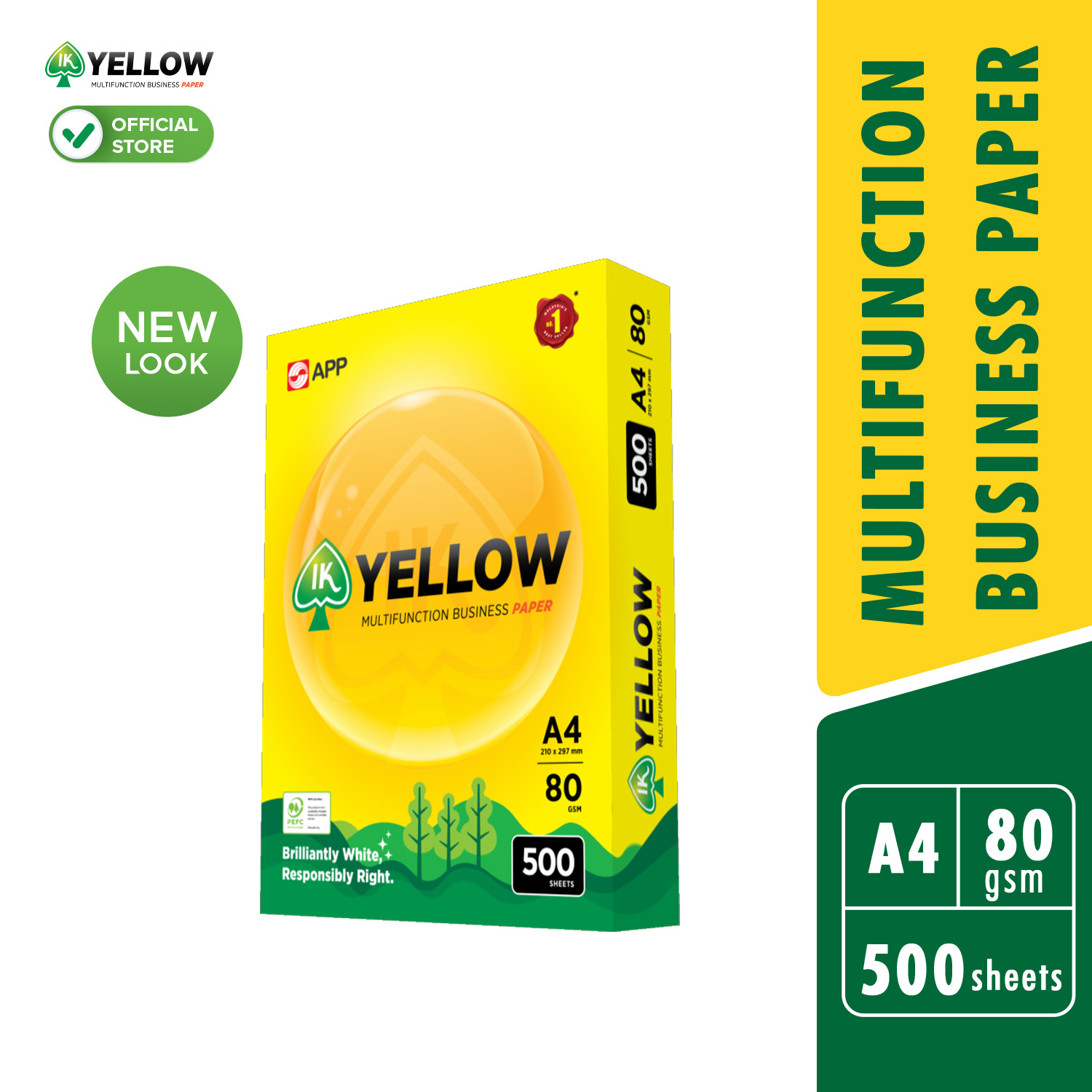 IK Yellow 500s 80gsm A4 paper 1 Ream (500 sheets/ream)