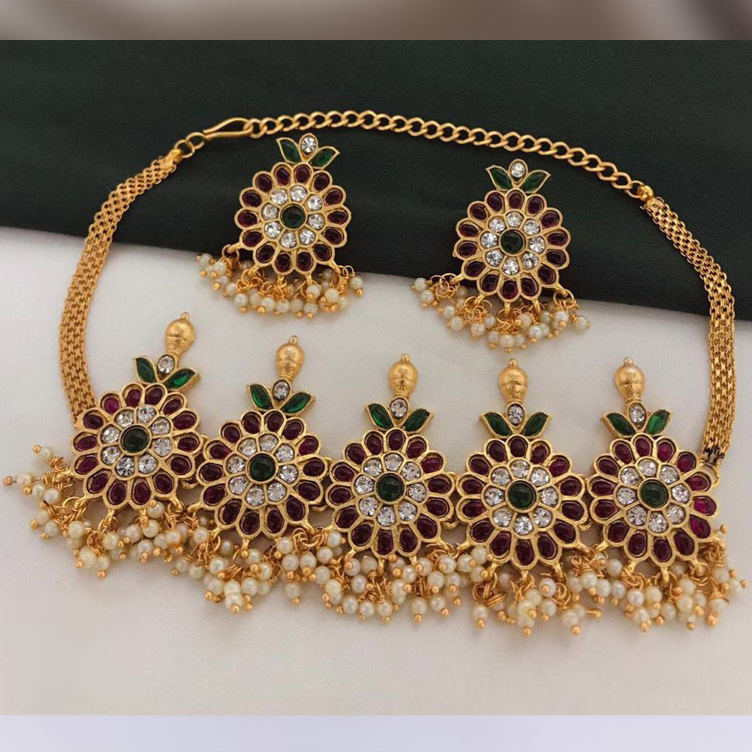 Gold choker set on sale price