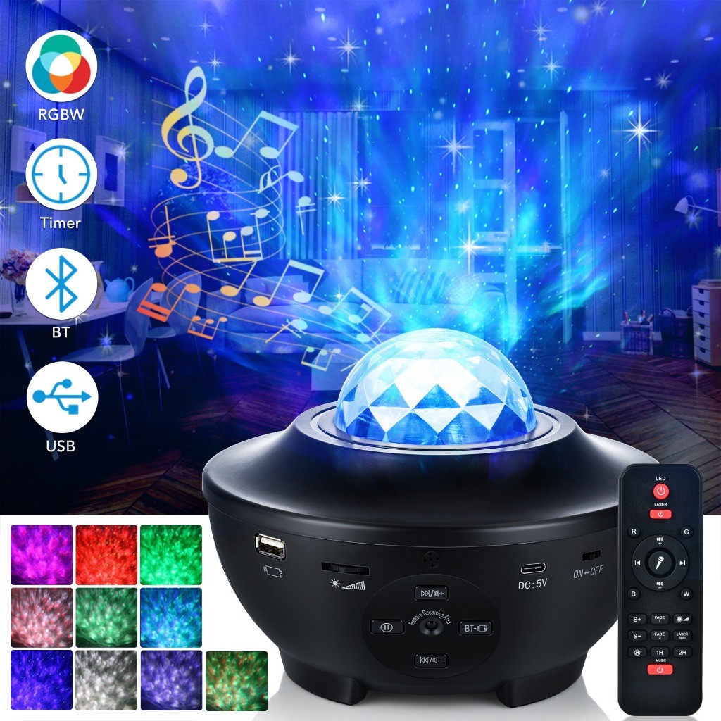 Starry Light LED Projector Star Moon Night Lamp Light Table Bedroom Lamp 星空灯 Lampu Hiasan Bilik Tidur Malam Star Light Projector 360° Rotation Bedroom Lamp Night Sky Galaxy Projector 小夜灯