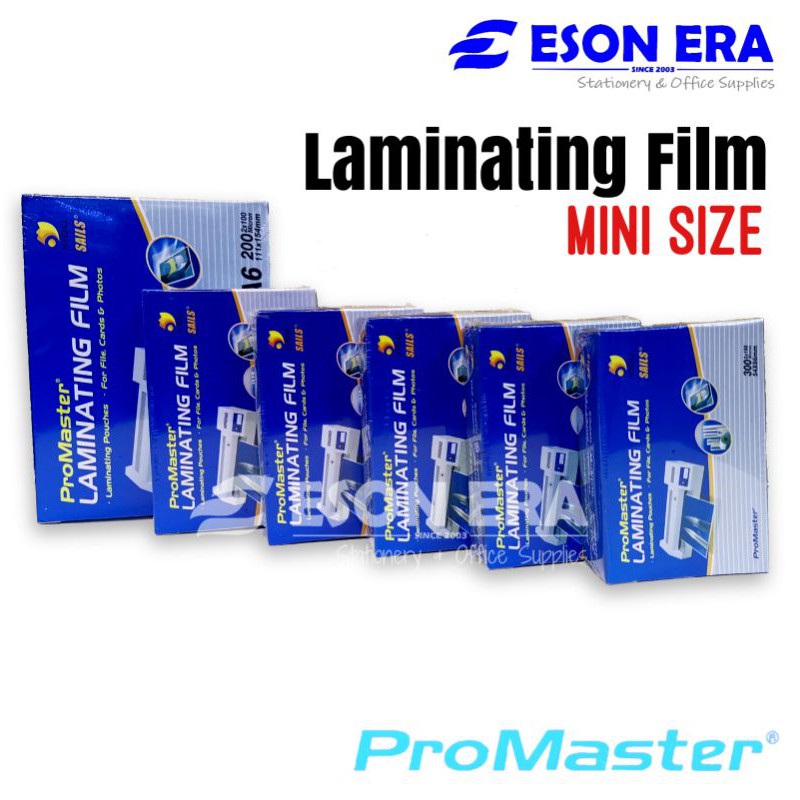 Promaster Laminating Film 100s Laminate Small Size 3R / A6 / 54x86 / 60x90 / 65x95 / 70x100 / 75x110 / 95x135 / 111x154