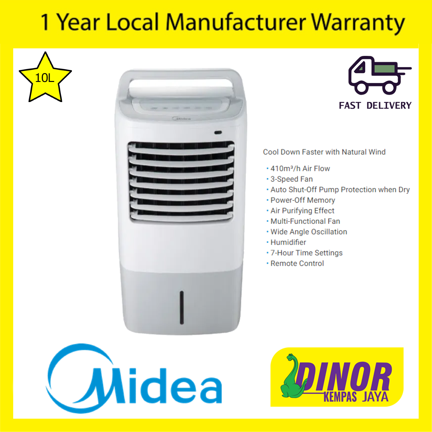 Midea 10L Air Cooler MAC-120AR / MAC120AR 410m³/h Air Flow